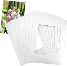 12x16 Picture Mats for 8x10 Photos, 10-Pack White Double Matboard, Bevel Cut