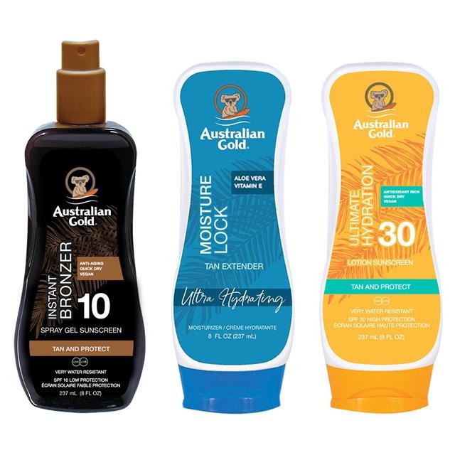 Australian Gold SPF 10 Bronzer & SPF 30 Lotion & Moisture Lock 237ml