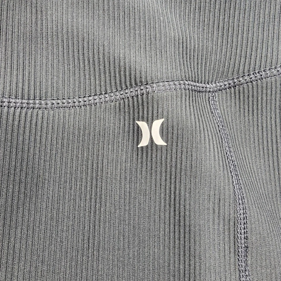 Hurley Leggings Womens 2X Black Ribbed High Rise Pull On Full Ankle Workout Yoga - Image 2 of 4