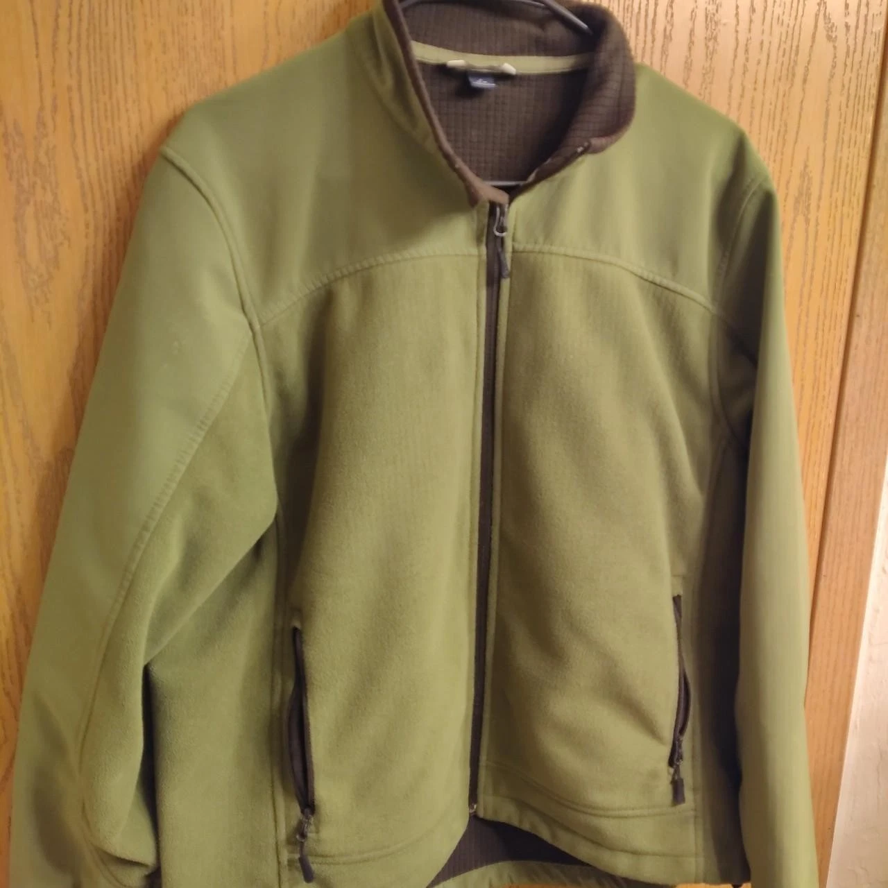 Lands' End Green Jacket Full Zip Stand-Up Collar Men's L Mid-Length Casual