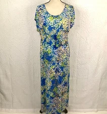 Carole Hochman 1X Heavenly Soft Sleepwear Nightgown Blue Floral Pockets Knit
