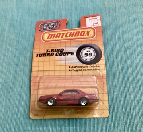 Vintage Matchbox T-Bird Turbo Coupe MB59 Die-Cast Car Red New Pkg Dated 1987