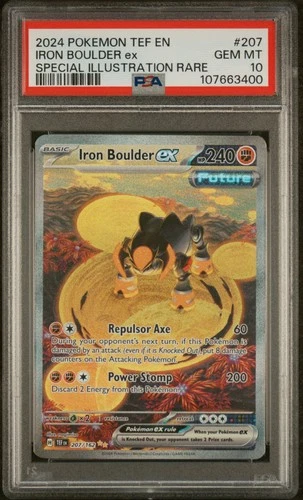 PSA 10 GEM MINT 2024 Pokémon TEF EN Temporal Forces # 207 IRON BOULDER ex