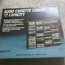 Vintage NIB Audio Cassette Storage Cabinet Faux Wood Holds 72 Tapes