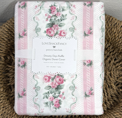 POTTERY BARN KIDS LOVESHACKFANCY DREAMY DAYS RUFFLE DUVET COVER TWIN PINK SOFT