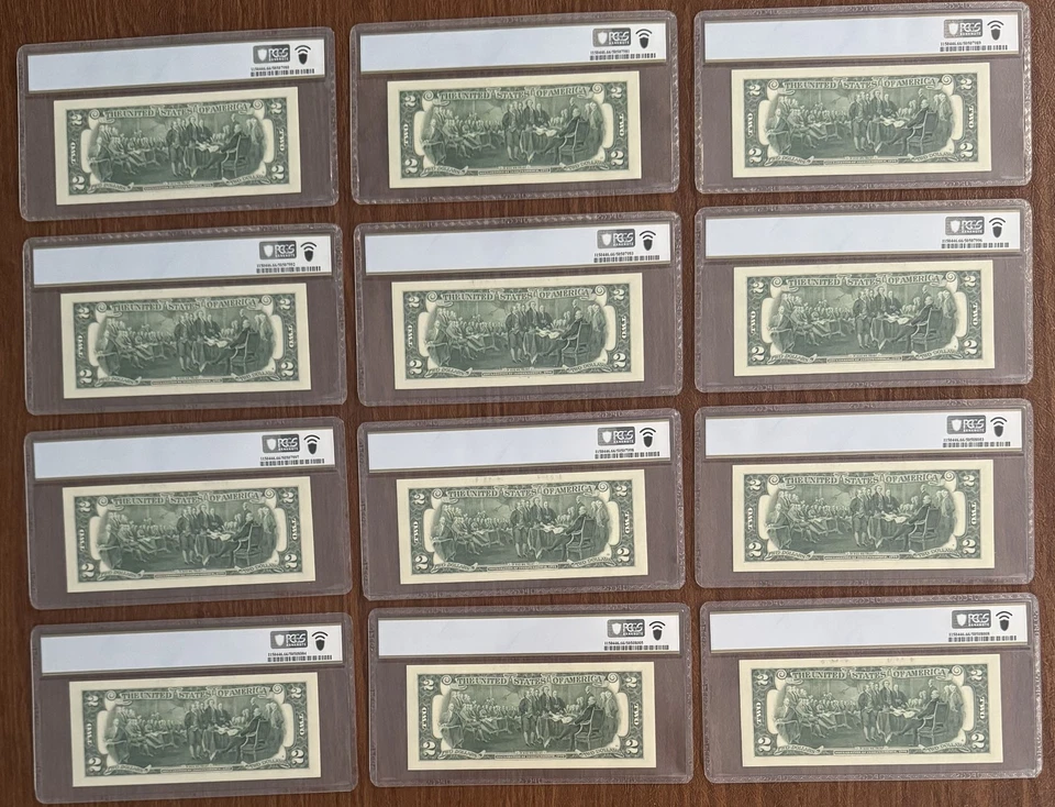 12 PIECE LOT $2 2017A FEDERAL RESERVE NOTES NEW YORK PCGS 66PPQ FR# 1941-B - Image 2 of 2
