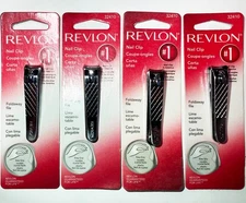 Lot (4) REVLON Finger Nail Clipper 32410 with Contoured Blades and Foldaway File