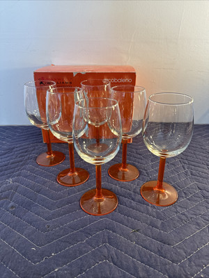 Maxwell & Williams Orange/clear Wine Glasses Set of 6 400ml Boxed