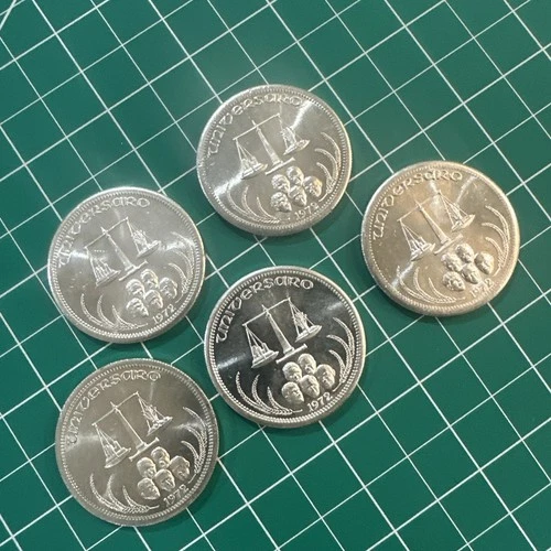 FIVE 72 Universaro 1 Troy oz .999 Fine Silver World Trade Coin Vintage Rounds