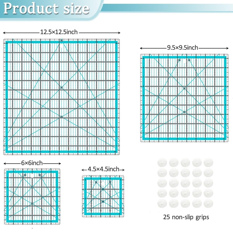 Lexan Ruler VPVPV 4 Piece Quilting Ruler,Acrylic Square Ruler,Quilting Templates ...