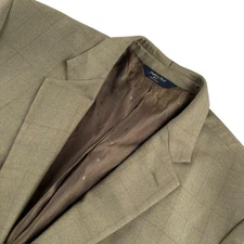 Joseph & Feiss Men’s Wool/Silk Blend Plaid Blazer Jacket Brown • 44S