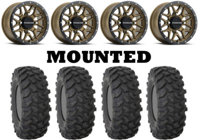 Kit 4 System 3 XTR370 Tires 28x10-14 on Raceline Krank Bronze Wheels HP1K