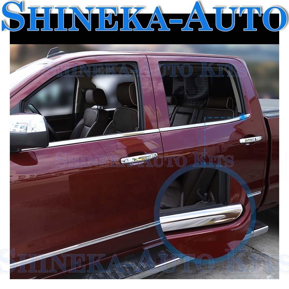 FOR 2014-18 CHEVY SILVERADO GMC SIERRA 4*WINDOW TRIM STRIP SIDE DOOR MOLDING KIT