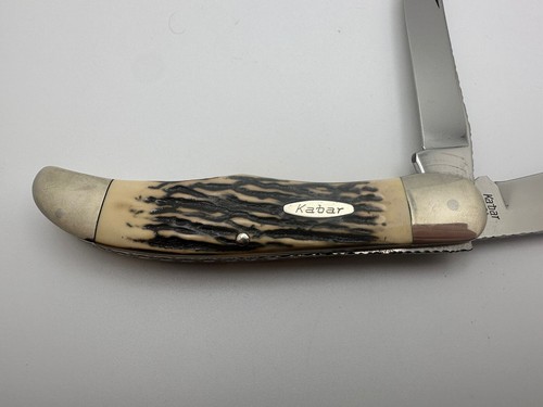Vtg KA-BAR Model 1184 Folding Hunter 2-blade Knife, Staglon Handle Custom Mint - Picture 6 of 15