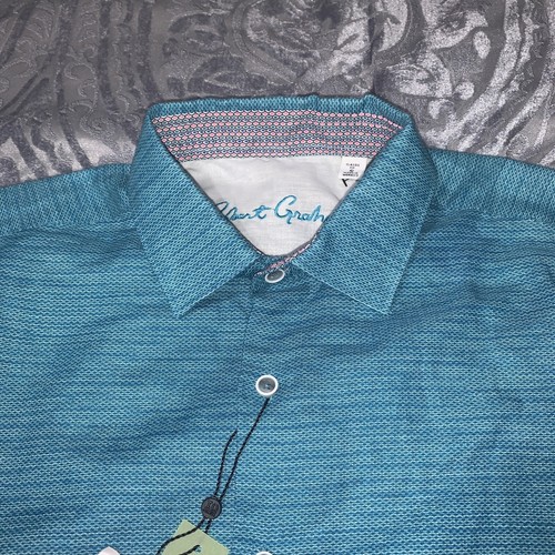 Robert Graham Button Up Shirt Men’s Brixton Linen Cotton Size Small Blue - Picture 6 of 10