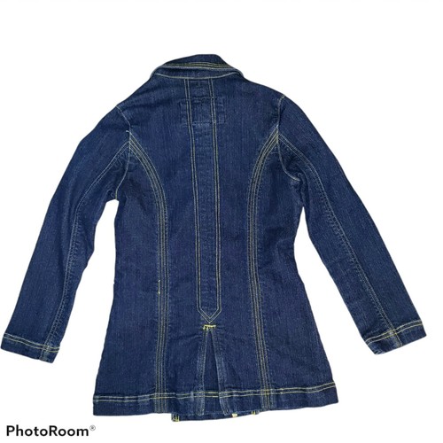 JouJou Royale Denim Jean Jacket Girls Small 10/12 Double Breasted Coat Blue - Picture 2 of 8