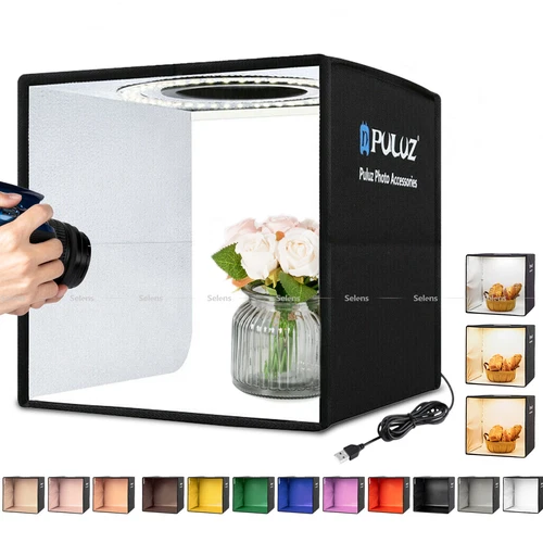 LED Photo Box Studio Lighting Box Cube Portable Photography Backdrop 12 Colors