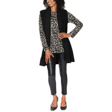Mario Serrani Women's Shawl Collar Sleeveless Cardigan Black Size S
