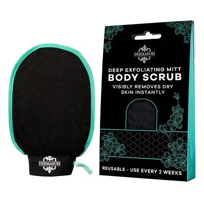 Dermasuri Deep Exfoliating Mitt Body Scrub - Exfoliating Glove Body Scrubber