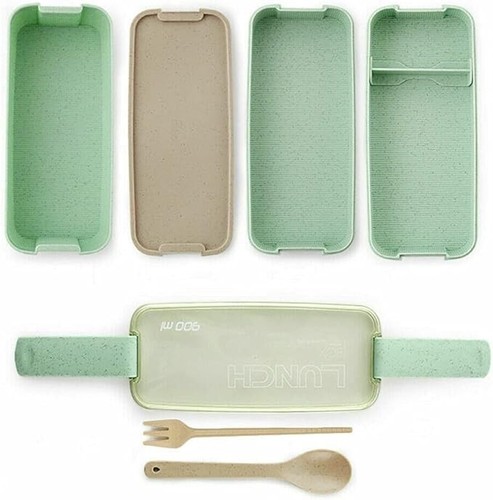 3-Layer 900ml Bento Box Students Lunch Food Container Eco-Friendly Leakproof mel - Picture 3 of 6