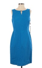 TAHARI Caribbean Blue Linen Sheath Cocktail Dress Size 4