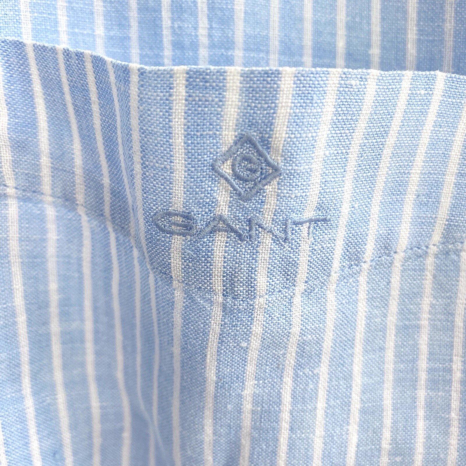 GANT Shirt Size XXXX Large XXXXL 4XL Men's Blue Regular Fit Linen Short