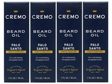 4 Pack - Cremo Reserve, Revitalizing Beard Oil, Palo Santo, 1 fl oz (30 ml)