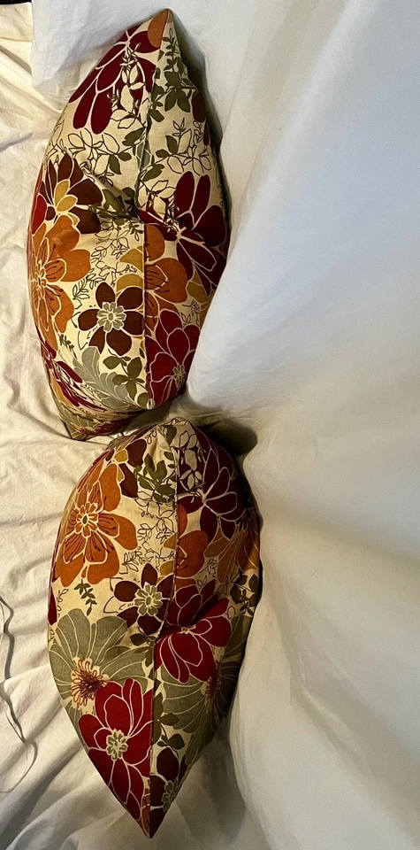 Modern Floral 17" Down Filled Throw Pillows Set -2 Decorative Waverly?Warm Tone - Image 4 of 4