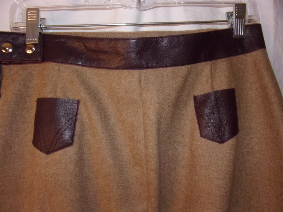 Винтажная коричневая шерстяная кожаная длинная юбка Dolce & Gabbana 32/46 красивая - Изображение 3 из 4