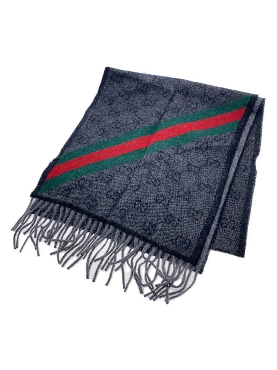GUCCI Women's 570603 Wool Gray Scarf 3GB18 Used