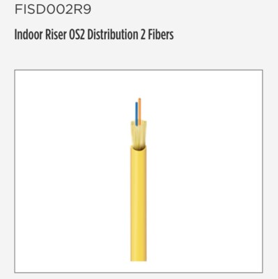 Belden Indoor Riser OS2 Distribution 2 Fibers 45ft Fiber Distribution ...