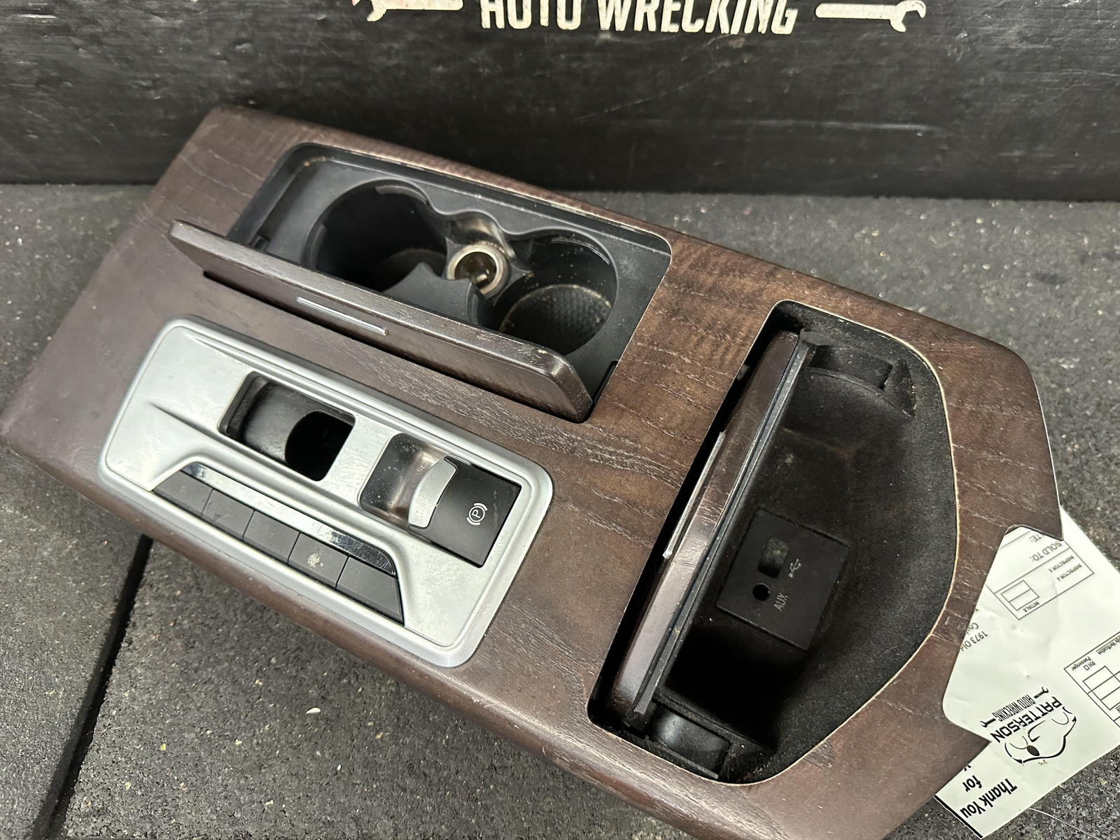 14-17 MASERATI GHIBLI CENTER CONSOLE CUPHOLDER ASHTRAY TRIM PANEL WOODGRAIN OEM