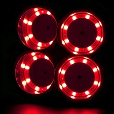 4Pcs Stainless Steel Cup Drink Holder Red LED Built-in For Marine Boat Truck RV