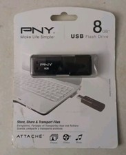 New Flash Drive PNY 8GB USB Classic Attache Black Sealed Photos Videos Music