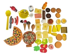 Lot of 59 Pieces Play Food Pizza Bread Sandwiches Waffles Utensils Mixed Brands