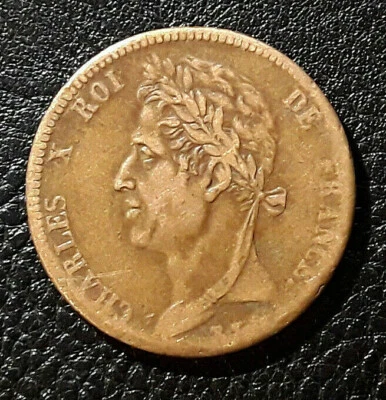 5 Centimes 1828 A Charles X pour la Guyane et le Sénégal en Bronze - Photo 1/2