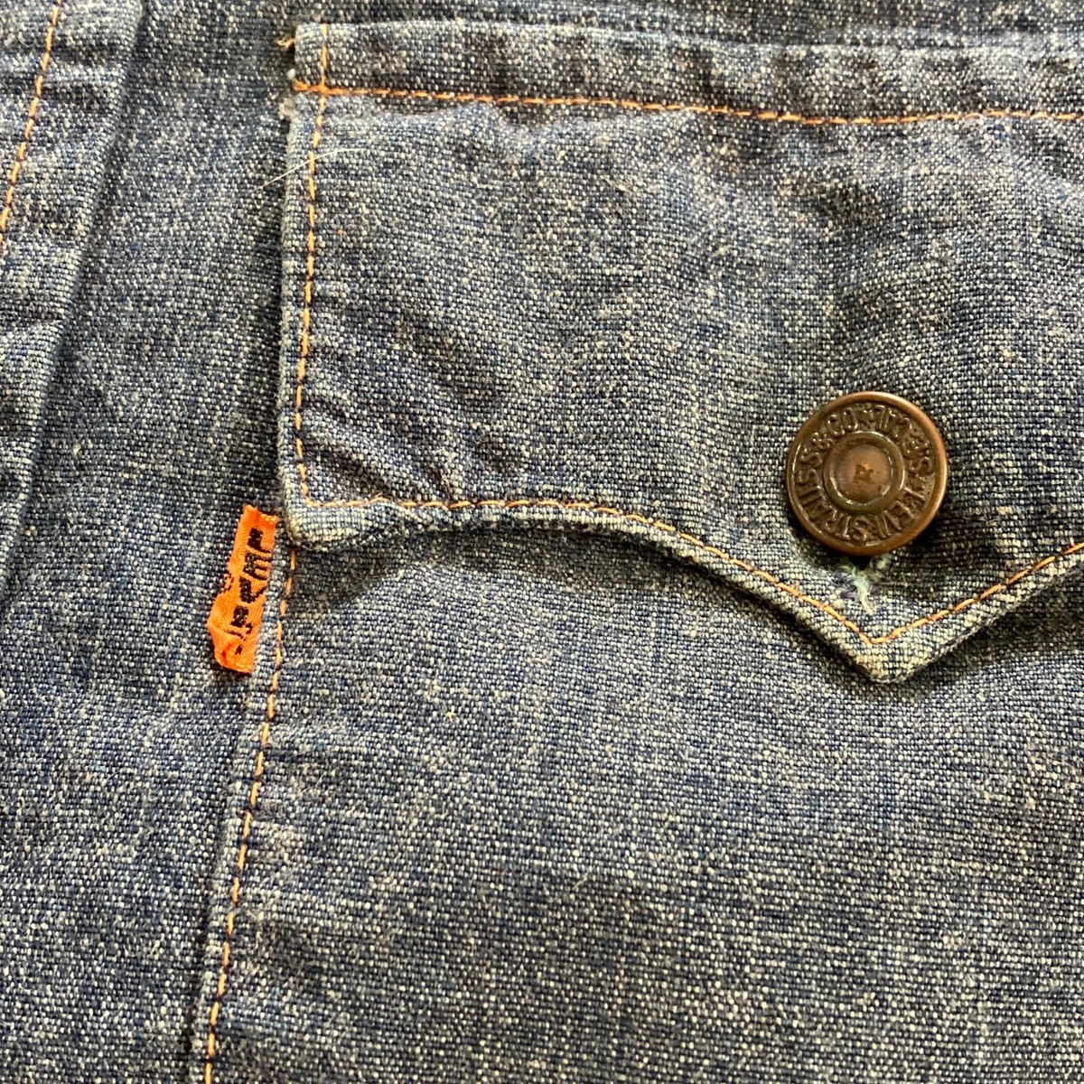 70's VINTAGE Levi's ORAEGE TABシャンブレーシャツ Vtg 70s Levi's Orange Tab Chambray Work Shirt Sky Blue