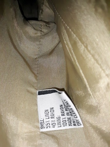 VTG NY Sake Gold Linen Blend 2-Piece Safari-Look Skirt Suit w/Unique Buttons-10 - Picture 6 of 11