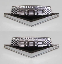 NEW! 1965 - 1966 Ford Mustang 302 V8 HiPo Fender Emblem Set High Performance 