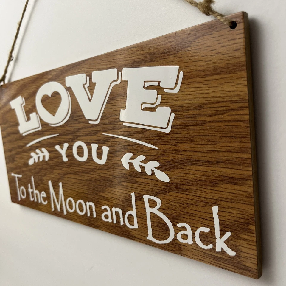 Love You To The Moon And Back repurposed wood flooring rustic wall decor sign - Image 3 of 4