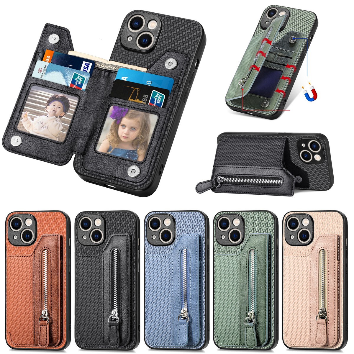 Phone Case For iPhone 16 15 14 Pro Max Plus 16e 13 12 Pro Max Wallet Case Flip Cover With Magsafe with Stand Holder Magnetic Full Body Protective Solid Color TPU PU Leather 2026 - $23.99