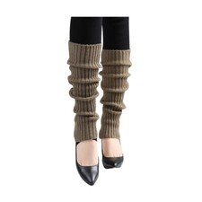 Women Ruffled Cuff Over Knee Length Knitted Leg Warmers