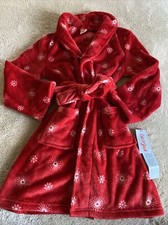 NEW Cat  Jack Girls Red White Snowflakes Fleece Long Sleeve Bath Sleep Robe 7-8