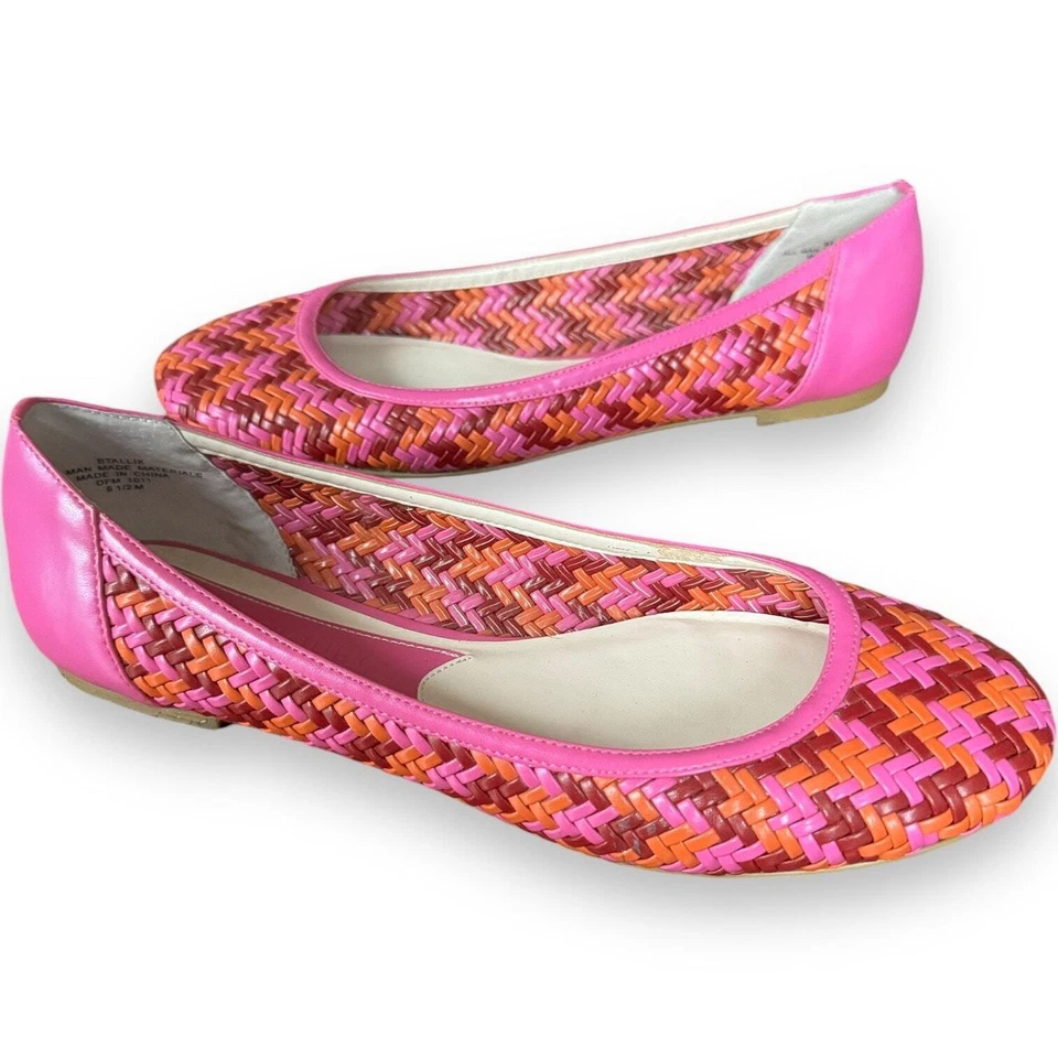 Boutique 9 Rosa Naranja Rojo Espiga Tejido Ballet Pisos Mujer’s Talla 9.5 Foto 2 de 4