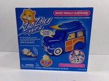 Zhu Zhu Pets Woody Wagon  Surfboard with 2 NIB Hamsters Sealed Packages