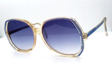 Vintage London Fog Emily Blue Translucent Oval Sunglasses Hong Kong W/NEW LENSES