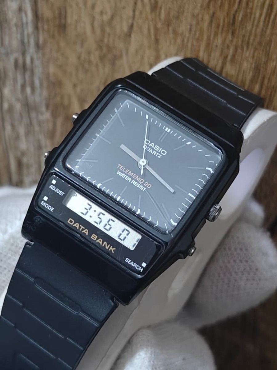Vintage CASIO AB-20W Data Bank Men Analog Digital Quartz Chrono