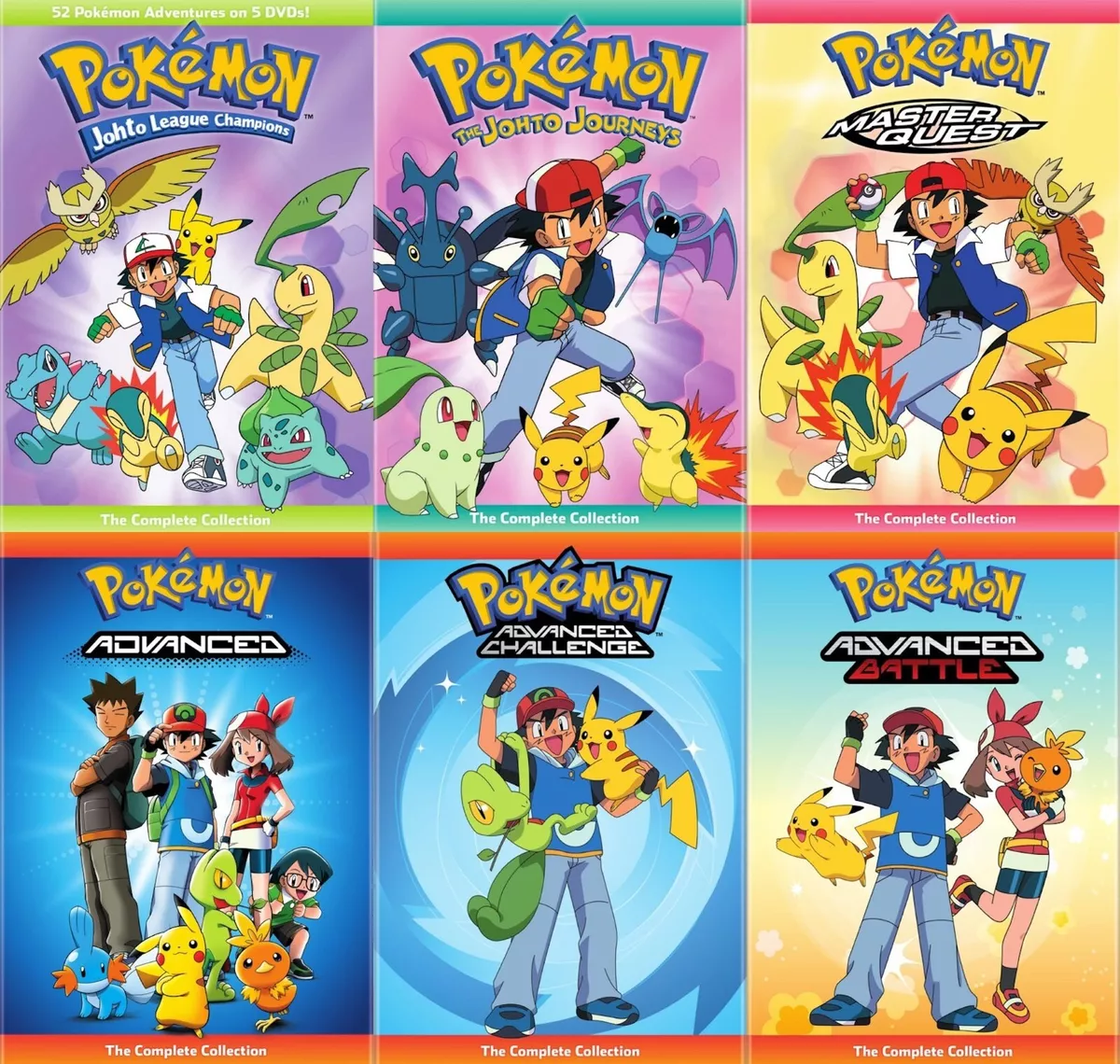 Pokemon Anime TV Series 6 DVD Set Collection JOHTO MASTER QUEST ADVANCED +  MORE