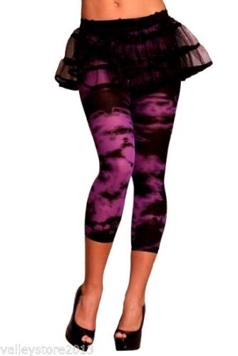 1168 Sexy Tie Dye Purple Capri Rave Workout Leggings Nylon Pants Rave One Size - Afbeelding 1 van 1