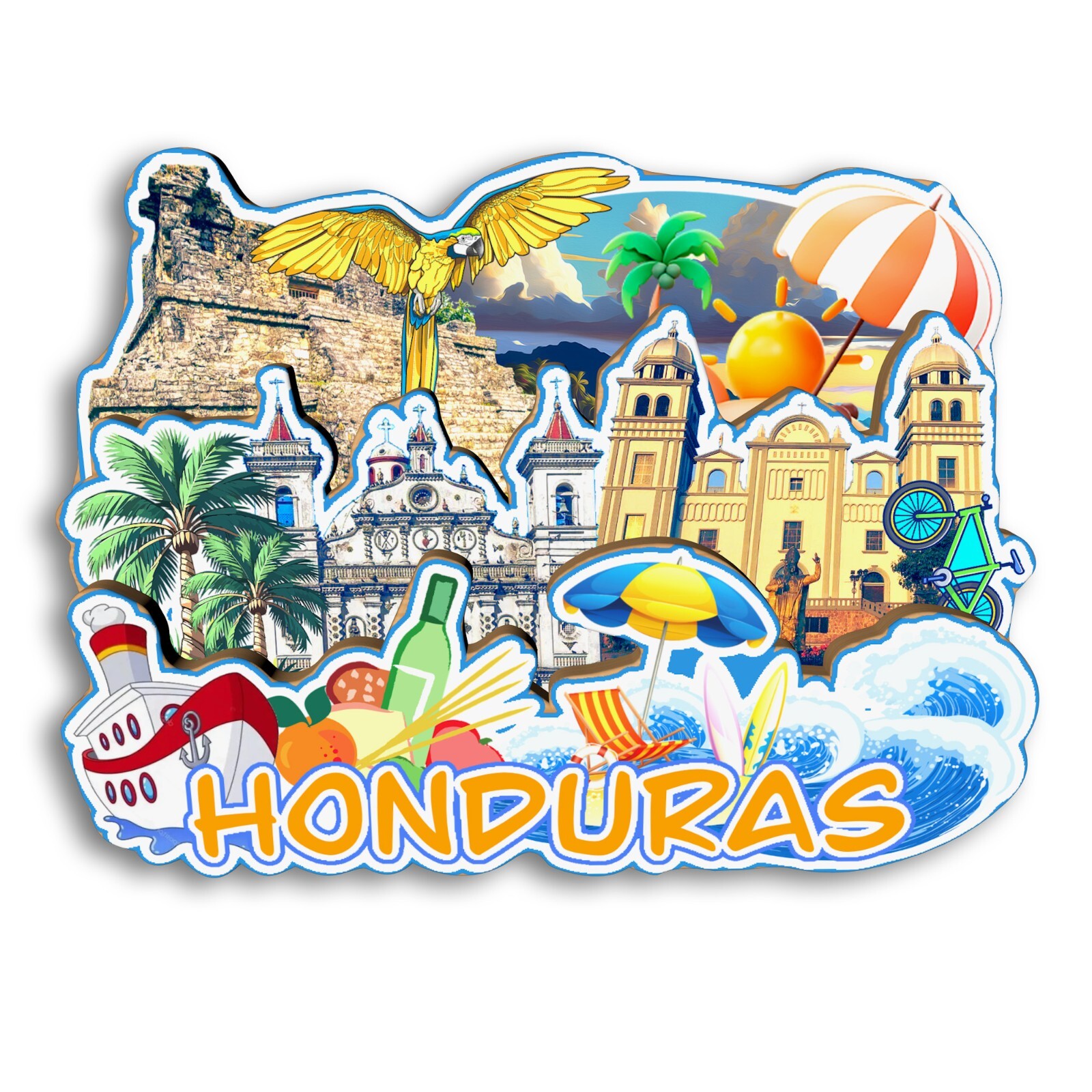 Honduras Refrigerator magnet 3D travel souvenirs wood craft